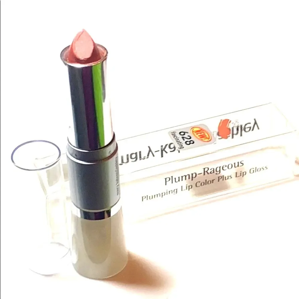 Mary Kate Ashley Plump Rageous LIP COLOR & GLOSS DUO Pink Clear Glitter 628 NEW